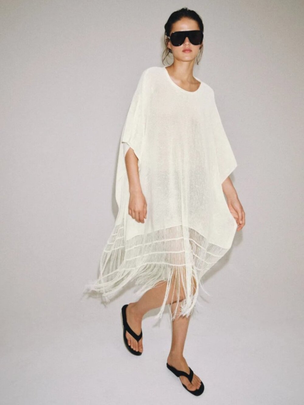 ZARA FRINGED KNIT TUNIC